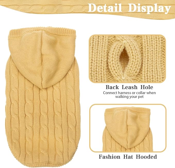 PUPTECK Winter Dog Cat Sweater Coat - Soft Cold Weather Clothes Knitwear for Kitties & Small Dogs Indoor Outdoor Walking Warm, Knitted Classic for Doggies Kitties Girls Boys, Cream S