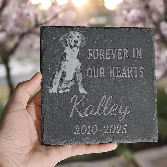 Pet Memorial Stone, Dog Memorial Stone, Dog Memorial Gifts for Loss of Dog, Pet Memorial Gifts, Loss of Pet Sympathy Gift, in Loving Memory Pet - Forever in Our Hearts - Square