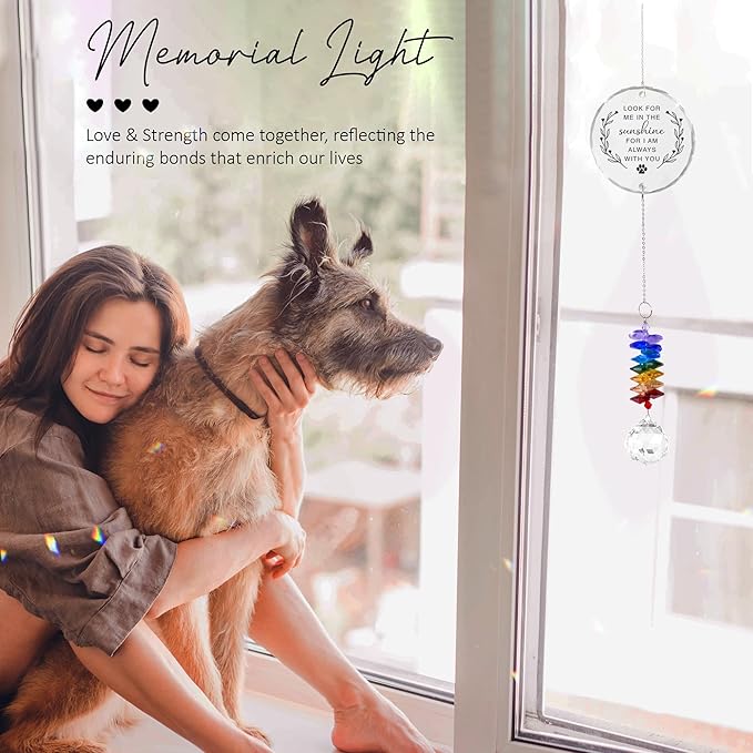 Pet Memorial Suncatcher - Dog Cat Loss Sympathy Gift - Rainbow Crystal Prism - Bereavement Keepsake - Pet Lover Gift - Daily Remembrance - Suncatcher Ornament