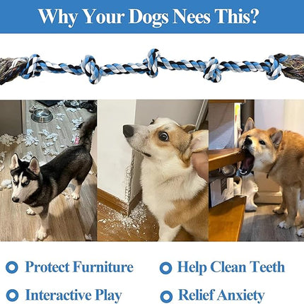 Dog Toys for Aggressive Chewers Tough Rope Chew Toys for Large and Medium Dog 3 Feet 5 Knots Indestructible Cotton Rope for Large Breed Dog Tug of War Dog Toy Teeth Cleaning