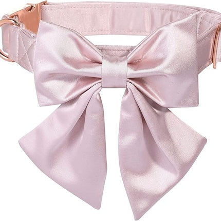 Lionet Paws Bowtie Dog Collar - Comfortable Silk Dog Collar with Detachable Bow Tie for Large Dogs, Neck 16-24 Inches