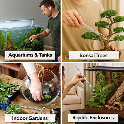 Mandala Crafts 12 Inches Silver Stainless Steel Curved Aquarium Scissors for Trimming Aquatic Plants – Bent Aquascape Scissors for Fish Tanks, Hospital Tanks, Goldfish Bowls, and Terrariums