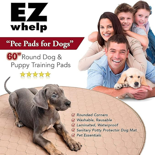 EZwhelp Reusable Dog Pee Pad, Washable Waterproof Mat for Dog Potty Training or Whelping Pad, Round, 60 Inch