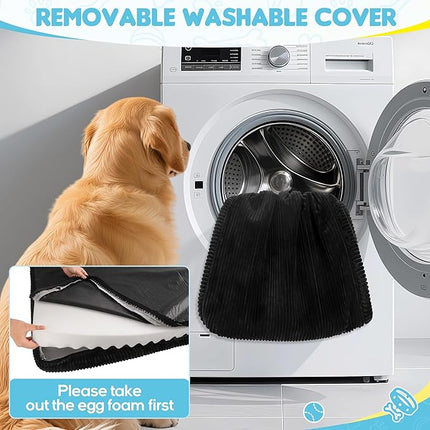 Loiion Dog Car Bed, Non-Slip Backseat Extender Pet Mat, Removable Washable Dog Bed for SUVs, Sedans & Trucks, Anti-Slip Travel Mat for Dogs, Easy Clean & Scratch-Proof & Comfort Black (50"×24.6")