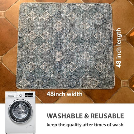 nunubaby Washable Pee Pads for Dogs, Stylish, Non-Slip and Leak-Proof Pee Pads. Reusable Potty Pads for Dogs for Crates and Floors.(Blue/Multi, 48" x48" )