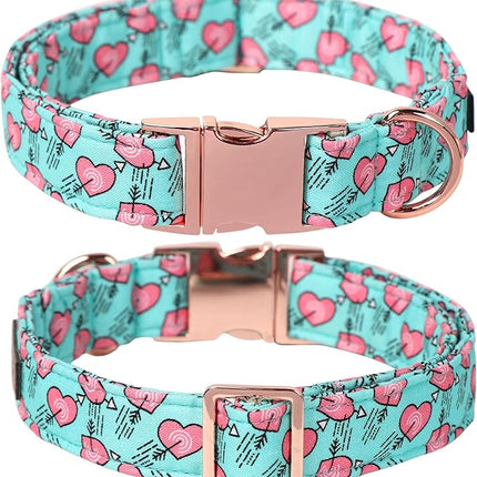 Lionet Paws Valentines Dog Collar Bowtie, Dog Bowtie Collar with Metal Buckle for Dogs, Adjustable Fabric Dogs Collars Girl Boy, M, Neck 13.5-22 in