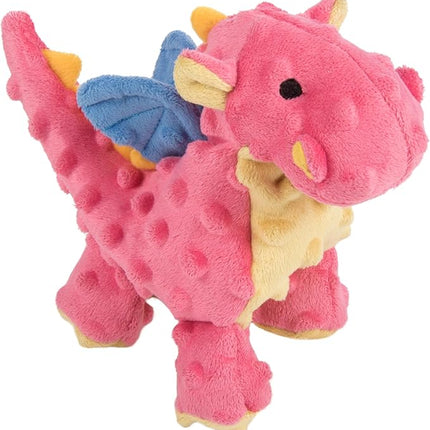 goDog Bubble Plush Dragons Squeaky Dog Toy, Chew Guard Technology - Coral, Small