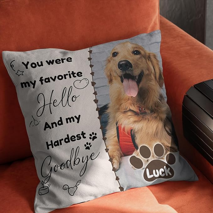 Custom Pet Memorial Throw Pillow with Photo, Personalized Sympathy Gifts for Dog Cat Loss, Pet Memorial Gifts for Pet Loss, Birthday, Christmas, (16x16 Inch)