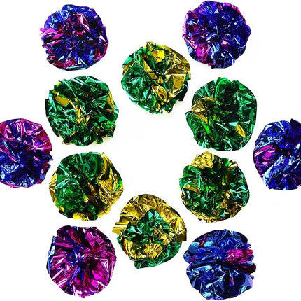 CHIWAVA 45PCS 1.6'' Mylar Balls Cat Toy Shiny Crinkle Ball Kitten Crackle Lightweight Play Assorted Color