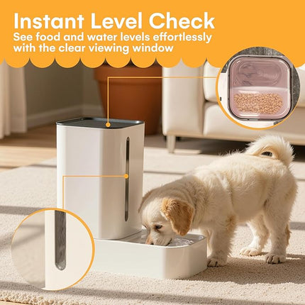 Automatic Feeder for Dogs and Cats - Gravity Feeder Bowl - Pet Water Dispenser -12.5 x 12.5 x 12.2 inches - Self-Feeding Food Dispenser for Small to Large Pets - Dry Food Station