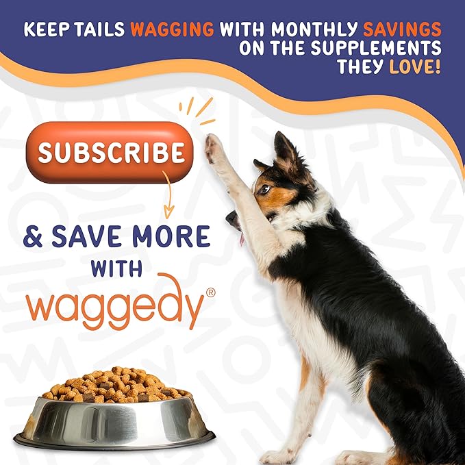 waggedy Hip and Joint Turmeric – Complete Dog Supplements for Joints with Glucosamine, MSM, HA & Omega Fatty Acids — Daily Glucosamine for Dogs to Improve Flexibility & Mobility (120 Dog Chews)