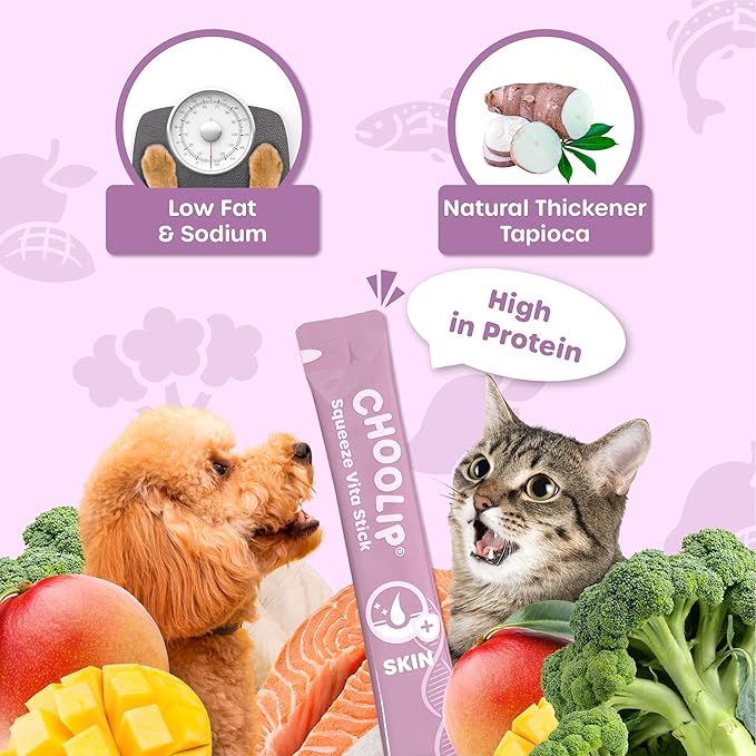 Squeeze Vita Stick Lickable Cat and Dog Treats – 49-Count Coat Support Sticks with Multivitamins, Soft Squeezable Paste for All Life Stages, Supporting Coat Health