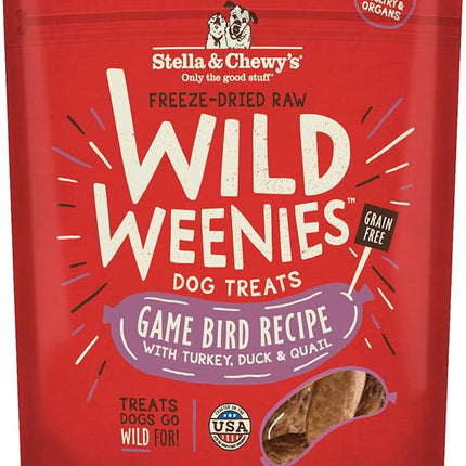Stella & Chewy's Freeze-Dried Raw Wild Weenies Dog Treats - High-Protein Training Treats for Dogs & Puppies - All-Natural Game Bird Recipe with 97% Turkey, Duck & Quail - USA Made - 3.25 oz Bag