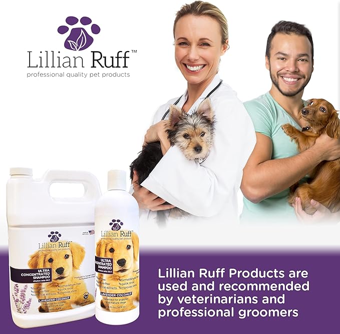 Lillian Ruff PRO Formula Ultra Concentrated Dog Shampoo – Makes 4 Gallons/30 Bottles, 30:1 Dilution, Professional Pet Shampoo for Sensitive Skin | Deodorizing & pH-Balanced Made in USA 16.9oz