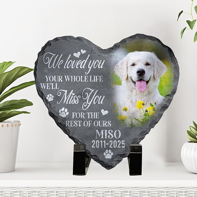 Personalized Dog Memorial Gifts for Loss of Dog, Custom Pet Memorial Stone with Photo Name Date, Stones for Dogs, Gift for Cat Lovers, Bereavement Sympathy Gift for Pet Lover, Quote 6