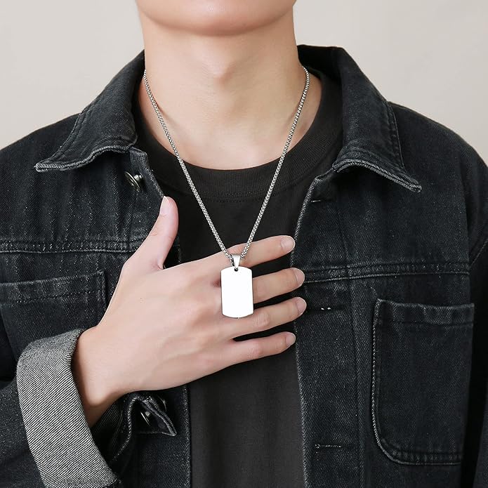 VNOX Personalized Customizable Photo Text Cremation Urn Necklace for Ashes Holder Dog Tag Pendant Family Pet Memorial Keepsake Jewelry for Men Women