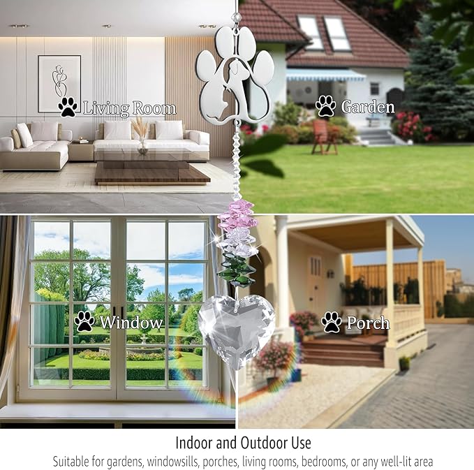 Pet Memorial Suncatcher, Dog Memorial Gifts, for Pet Loss and Pet Sympathy, Thoughtful Bereavement Remembrance Gifts for Dogs and Cats