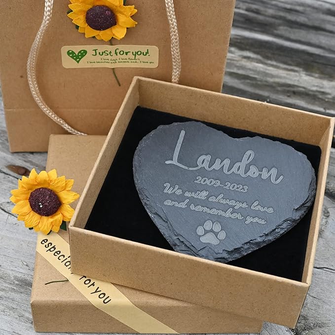 Pet Memorial Gifts Personalized Pet Memorial Stone - Gifts for Loss of Cat - Remembrance Bereavement Gifts for Loss of Dog - Loss Pet Gifts Cat - in Memory of Pet, 4''×4''/10×10cm