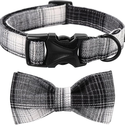 Lionet Paws Gird Dog Collar with Plastic Buckle, Cotton Fall Winter Bowtie Collar, Light Adjustable Collars for Small Medium Large Dogs