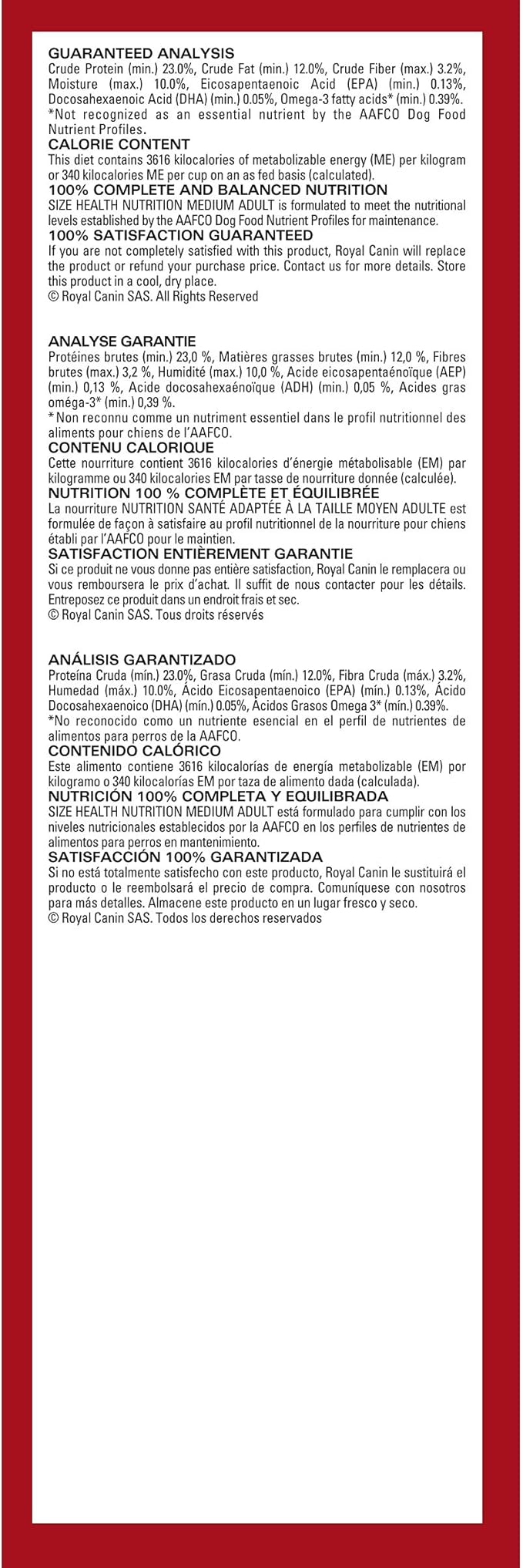 Royal Canin Size Health Nutrition Medium Adult Dry Dog Food, 30 lb Bag