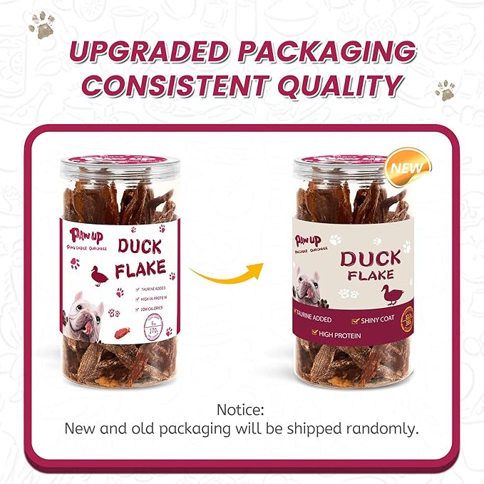 Dog Treats Jerky Duck Crisp Flakes, 1% Taurine Added, 6oz (170g), Duck Jerky Chip Flakes, High Protein Dog Training Rewards, Rawhide-Free, Gluten-Free