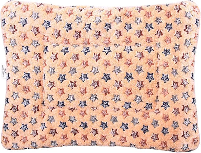 FJWYSANGU Fluffy Pet Cat Blanket Soft Coral Velvet Pet Puppy Cushion Mat Warm Cover Soft Pad Mat(Star V2/Beige,X-Large)