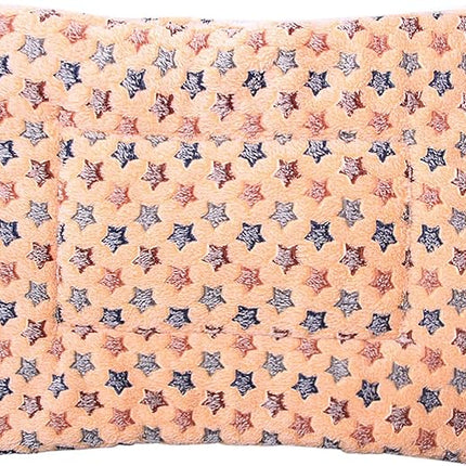 FJWYSANGU Fluffy Pet Cat Blanket Soft Coral Velvet Pet Puppy Cushion Mat Warm Cover Soft Pad Mat(Star V2/Beige,Large)