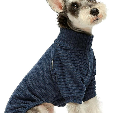 Fitwarm Turtleneck Knitted Dog Sweater Puppy Pajamas Thermal Doggie Winter Clothes Knitwear Pet Coats Cat Apparel Blue XXL