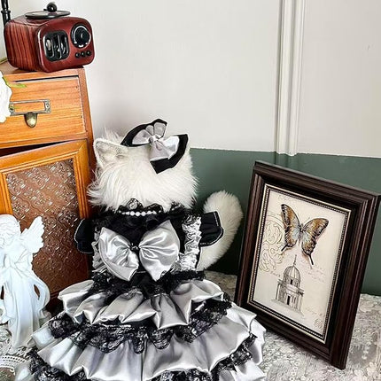 Fashion Sweet Puppy Dog Lace Princess Dress for EXTRAL Small and Small Dog C-Black Large