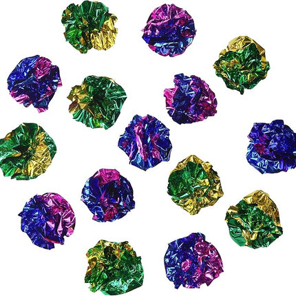 CHIWAVA 45PCS 1.6'' Mylar Balls Cat Toy Shiny Crinkle Ball Kitten Crackle Lightweight Play Assorted Color