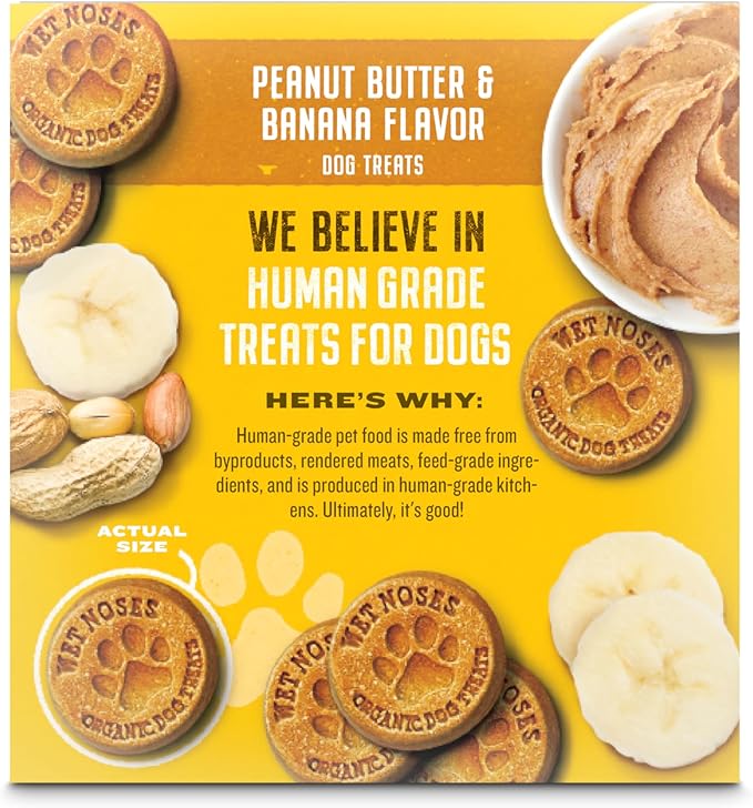 Organic Crunchy Dog Treats – for All Pet Sizes, Breeds – Senior Dog Snack – 100% Human-Grade – Delicious Chews for Dogs – Grain-Free Peanut Butter & Banana, 5 Lb. Package may vary.