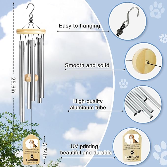 Personalized Pet Memorial Gifts, Pet Memorial Wind Chime, Dog Memorial Gifts, Cat Memorial Gifts, Pet Loss Gifts, Pet Loss Sympathy Gift, Dog Bereavement Gift, Dog Remembrance Gift - Loved Heart