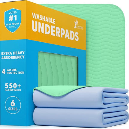 GREEN LIFESTYLE® Washable Underpads - Heavy Absorbency Reusable Bedwetting Incontinence Pads for Kids, Adults, Elderly, and Pets - Toddler Mattress Pads for Bed, Sofa, Floor (Pack of 1 - 34x52)