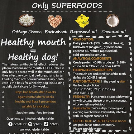 QCHEFS Dental Flakes for Dogs – One Month Supply* - Food Topper - After Meal Licking Treat, Oral Health Snack with Amino Acids.