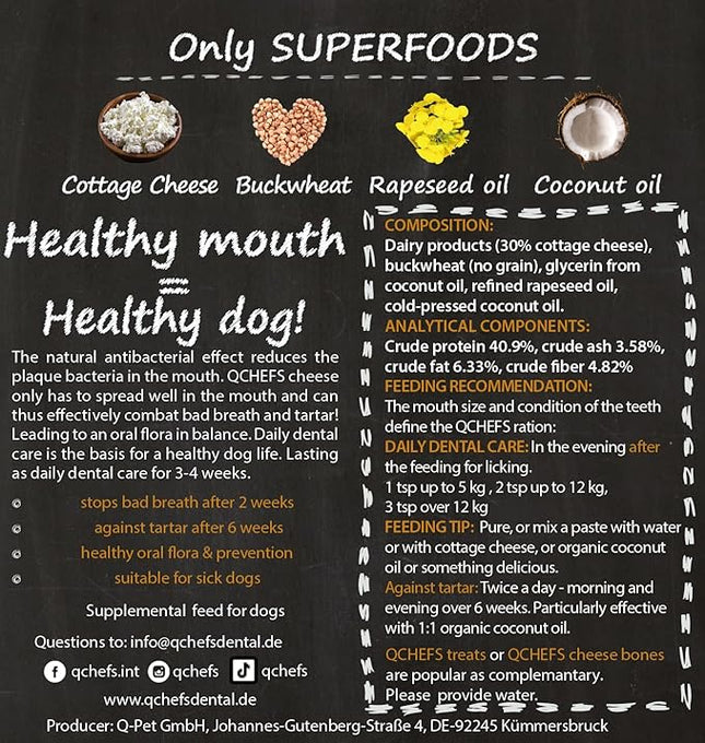 QCHEFS Dental Flakes for Dogs – One Month Supply* - Food Topper - After Meal Licking Treat, Oral Health Snack with Amino Acids.