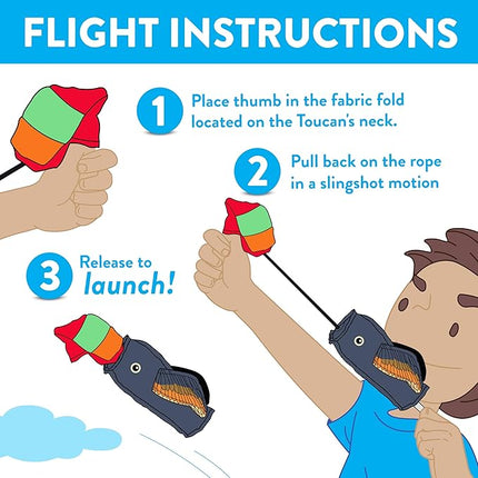 Spunky pup Fly & Fetch Dog Toy - Durable, Floating, Interactive Bungee Launcher for Fetch and Water Play, Canvas Toucan