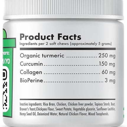 LEGITPET Turmeric Curcumin Hip & Joint Supplement for Dogs – Supports Mobility, Comfort & Overall Wellness – with Collagen & BioPerine – 30 Chews