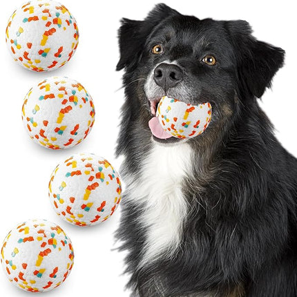 Dog Balls, Indestructible Dog Toy Ball for Aggressive Chewers, Durable High Elasticity Interactive Ball for Training Dog Catch and Fetch, Large Medium Small Dog and Puppies(3in, 4pcs)