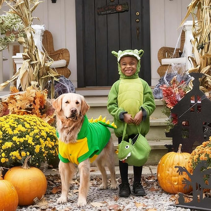 FLAdorepet Funny Halloween Large Dog Dinosaur Costume Outfits,Dog Pajamas Hoodie Winter Warm Pet Clothes Coat for Golden Retriever Pitbull(Green, 7XL)