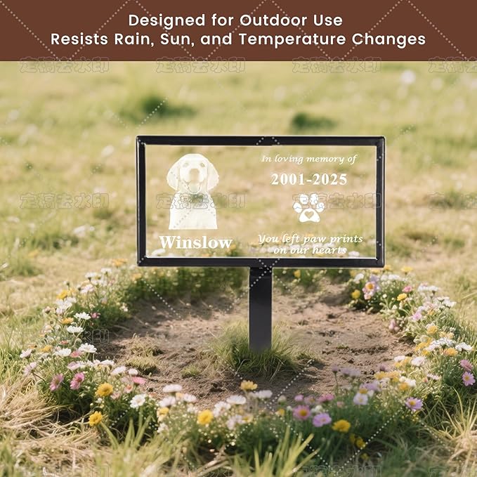 Crystal Pet Memorial Stone, Custom Laser Engraved Photo Remembrance Block with Gift Box, Pet Loss Sympathy Gift