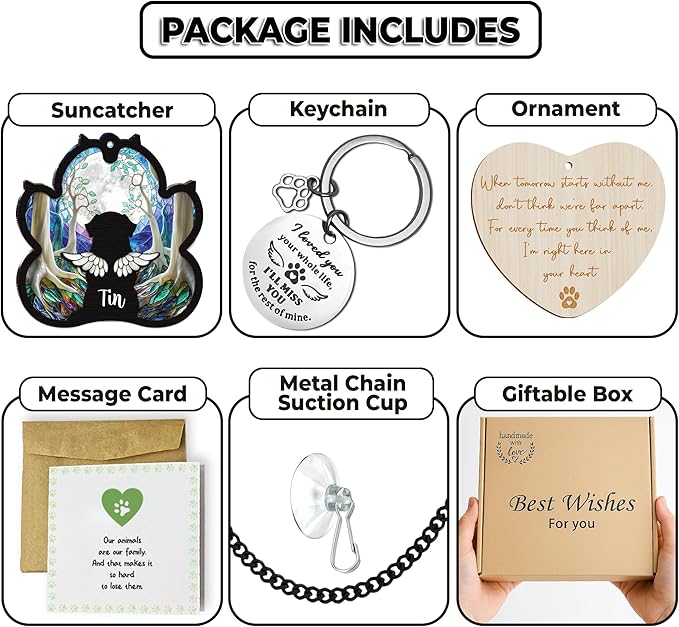 Personalized Angel Dog Memorial Suncatcher, Paw Suncatcher Remembrance Gift, Engraved Pet Memorial Ornament, Pet Sympathy Keychain, Loss of Animal Sympathy Card, Rainbow Bridge Dog Loss Gift