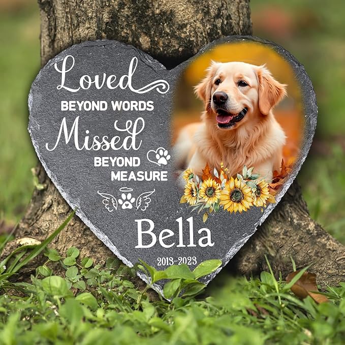 Gabita Dog Memorial Stone Custom with photo Name and Years, Pet Memorial Gifts for loss of Dogs, Personalized Pet Grave Markers Headstone Cemetery Decorations for Dog