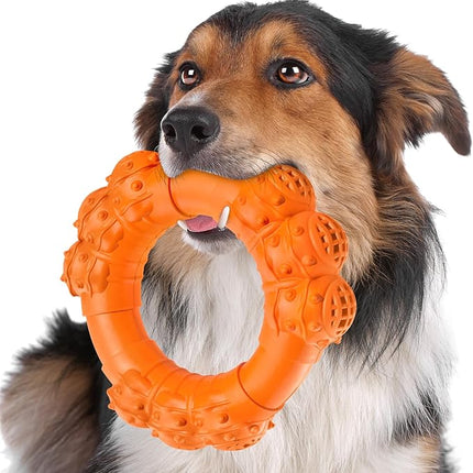 Indestructible Dog Chew Ring Toys for Aggressive Chewers, Super Chewer Toy for Medium Large Dogs, Puppy Teething Rings, Interactive Ring for Boredom,Heavy Duty Dog Teething Toys