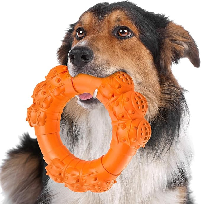 Indestructible Dog Chew Ring Toys for Aggressive Chewers, Super Chewer Toy for Medium Large Dogs, Puppy Teething Rings, Interactive Ring for Boredom,Heavy Duty Dog Teething Toys