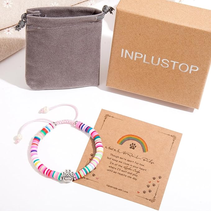 Dog Memorial Gifts for Loss of Dog, Pet Memorial Gifts for Dogs, Dog Passing Away Sympathy Gift, Rainbow Bridge Pet Memorial Bracelet for Men Women Who Loss of Dog Cat, Loss of Dog Sympathy Gift