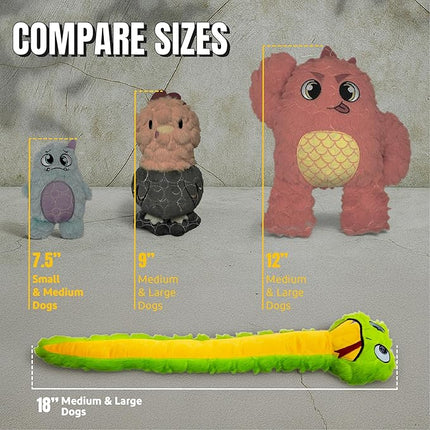 Bite Force -Durable & Strong Dog Toy Slither The Snake with Squeaker, Kevlar-Reinforced for Aggressive Chewers for Small Medium Large Dogs - Green.
