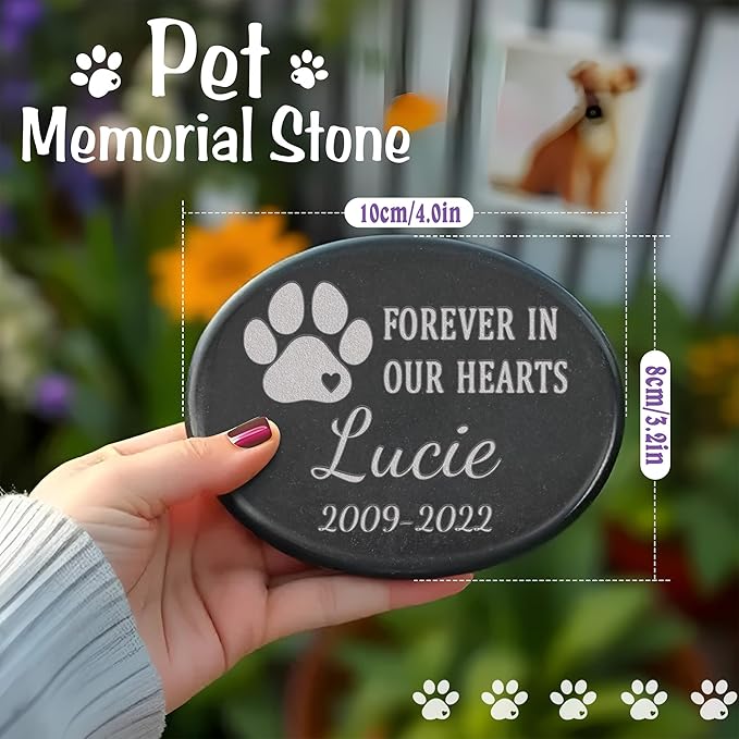 Pet Memorial Stones, Pet Sympathy Gifts, Dog Memorial Gifts for Loss of Dog, Bereavement Gifts Loss of Pet, Forever in Our Hearts, Pet Remembrance Gifts, Pet Cemetery Grave Stones