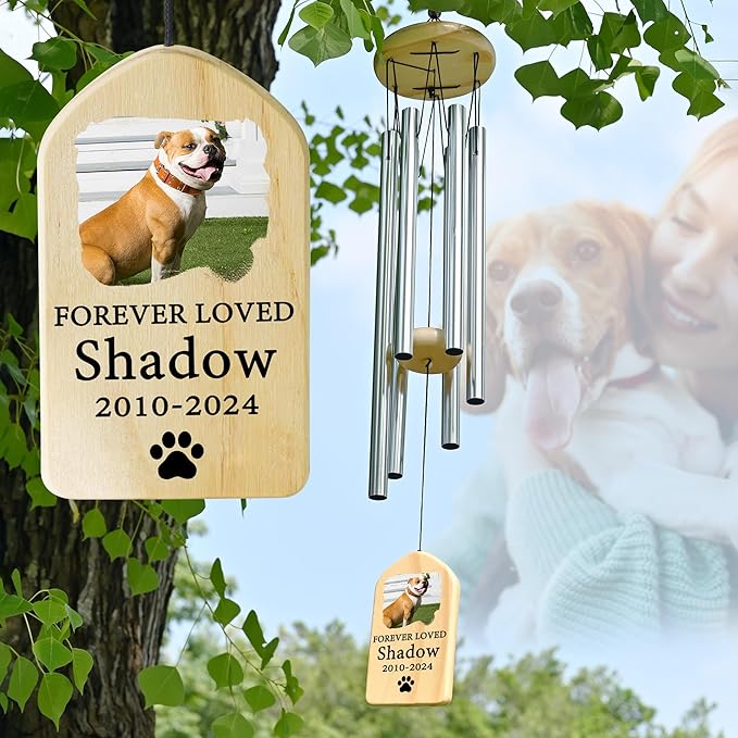 Personalized Pet Memorial Wind Chime - Forever Loved - Sympathy Gift for Dog, Cat Loss and Bereavement