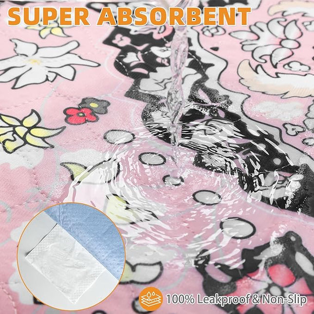 KOOLTAIL Washable Pee Pads for Dogs, 2 Pack Super Absorbent Reusable Puppy Training Pads Waterproof, Nonslip and Leak-Proof Dog Pee Pads, Large Pet Mats Whelping Pads for Floor, Crate, Couch, 24"x36"