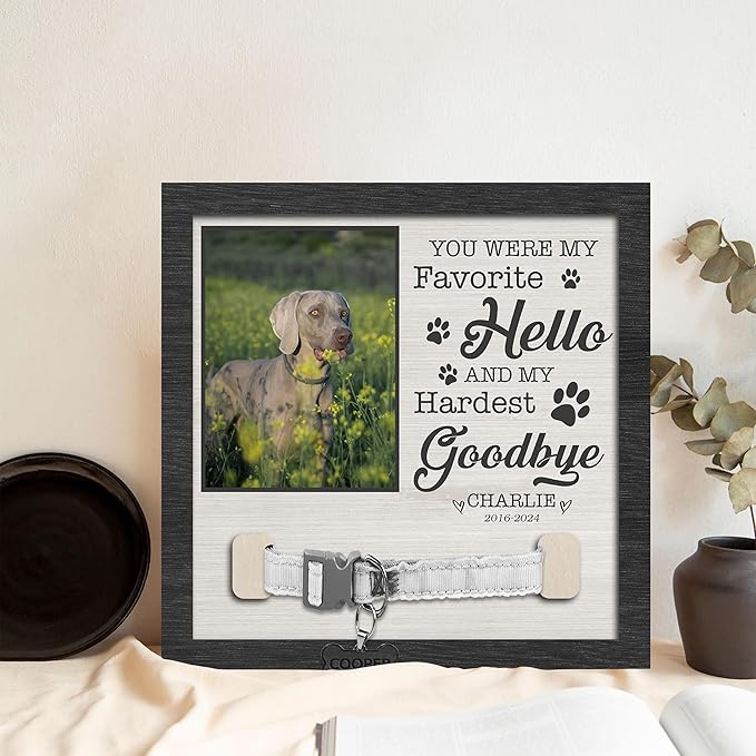 Nazenti Dog Collar Keepsake Frame, Pet Loss Gift, Memorial Sympathy Gifts for Loss of Dog, Passing Away Sympathy Picture Frame, Cat Loss Gift, Rainbow Bridge Pet Memorial Gifts, Custom Collar Frame